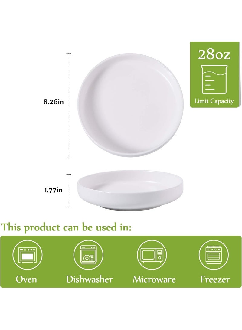 وعاء المعكرونة مجموعة من 4 وعاء المعكرونة السلطة وعاء الخدمة الضحلة الأبيض الصفائح والأوعية الخزفية الميكروويف وغسالة الصحون آمنة 28 أوقية - Image 2